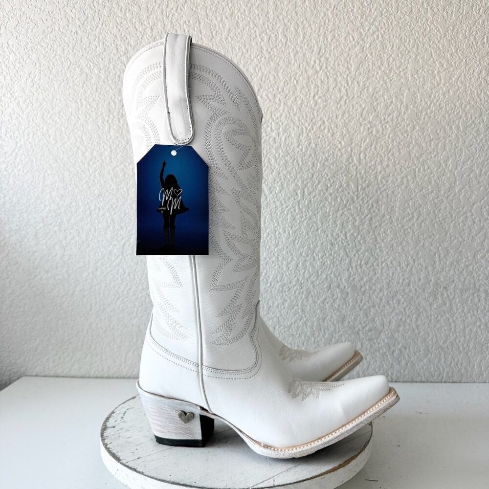 Lane MEGAN MORONEY Smokeshow Womens Cowboy Boots White Western Tall Snip Toe 5 - Picture 2 of 10
